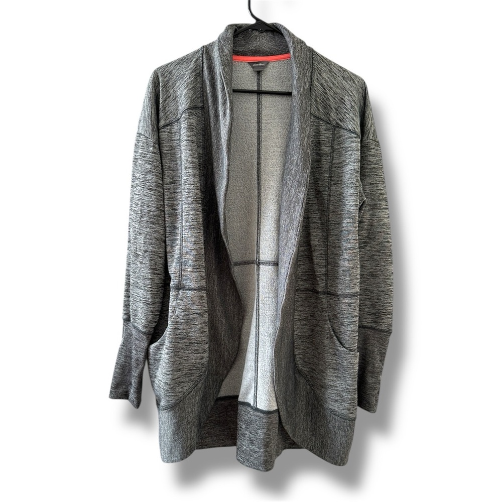 Eddie Bauer Lummi Gray Wrap Open Front Cardigan Women’s Size XL Sporty Casual